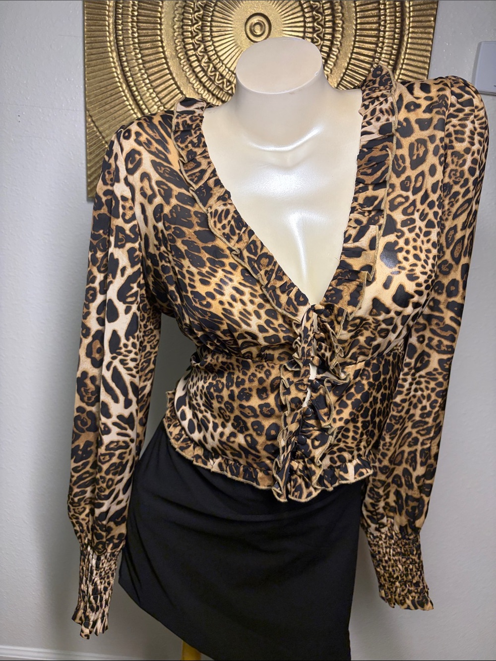essue Leopard Print Blouse in Brown and Black